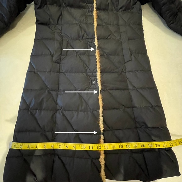 JNY Down & Fur Puffer Black with Carmel-colored trim Jones New York Med - Picture 9 of 17